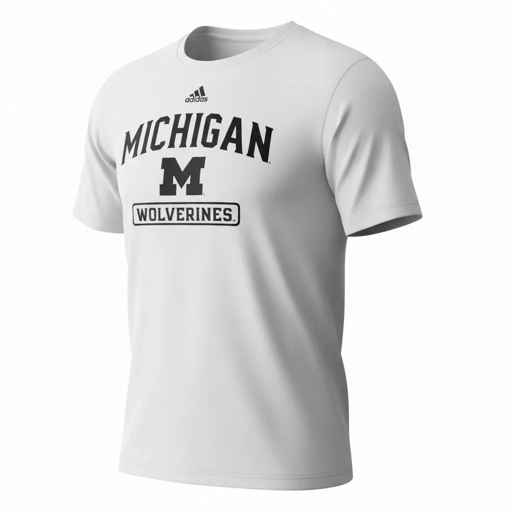 Adidas Michigan Wolverines Mens White Performance Graphic T-Shirt‎